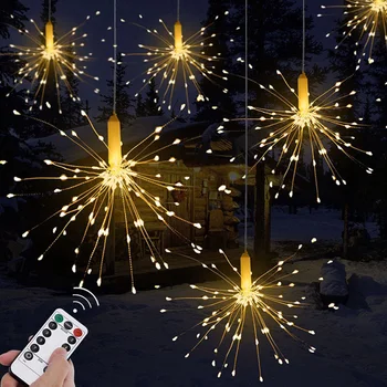 

120/180 LED Christmas RC LED String Lights Copper Wire Waterproof Fairy Light Hanging Starburst Twinkle Dandelion Light