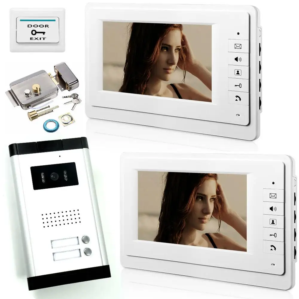 Yobang Security 7'' Flats Doorbell Apartments Houses Intercom Door Phone Video Talkable Access Control Lock Security Kits