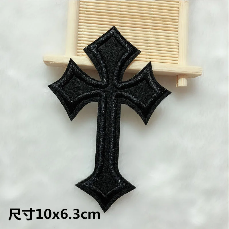 5Pcs Gold Silver Black Cross Iron On Transfers Patches For Clothing Rock  Punk Sticker