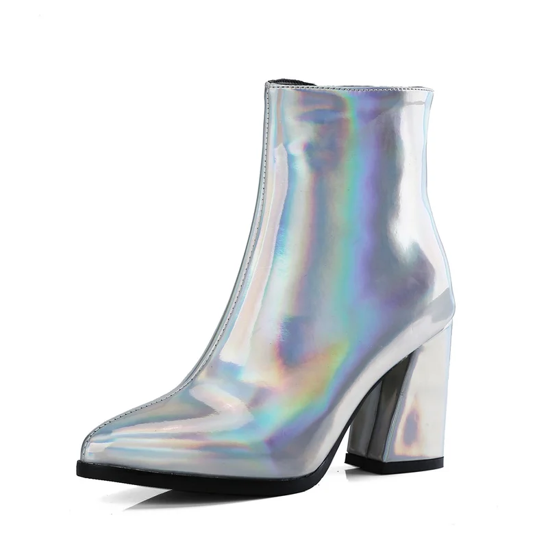 

2019 Autumn Winter Ankle Boots for Women Animal Snake pattern Leather High Heels Booties Ankle botas Shoes size 34-43