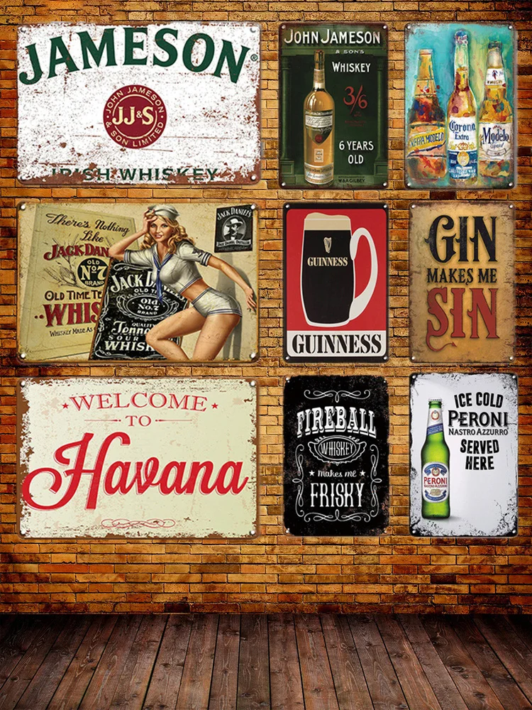 Rustic Vintage Alcohol Tin Sign