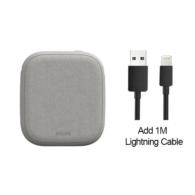SOLOVE 10000 мАч QI беспроводной двойной USB внешний аккумулятор быстрая зарядка для huawei samsung iPhone X XR XS MAX 8 Plus - Цвет: KhakiLightning