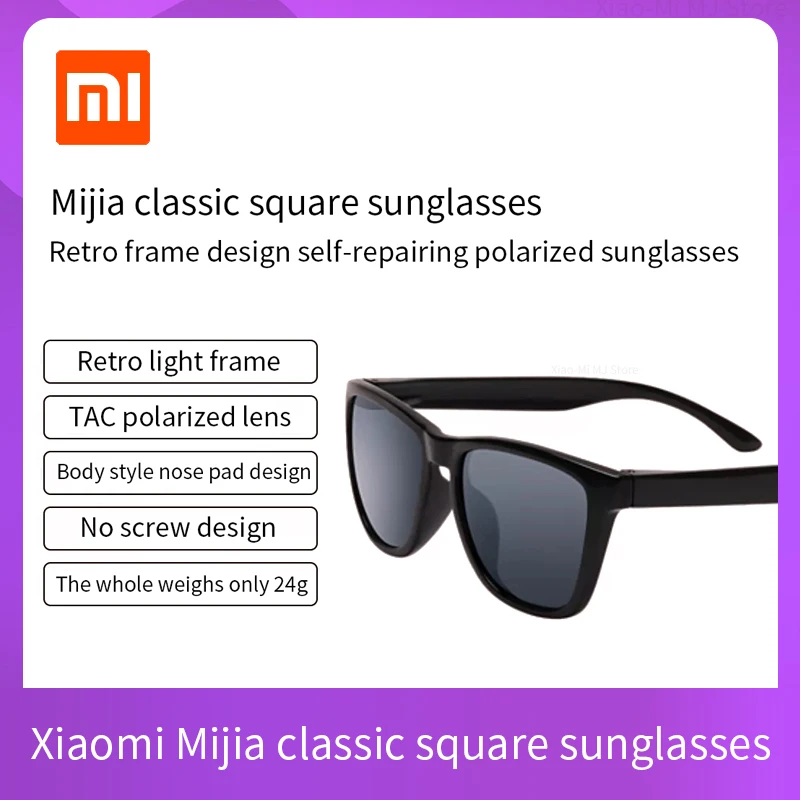 Xiaomi Mijia Classic Square Sunglasses TAC Polarized Lenses Glasses Retro Light Frame Screwless UV Protection Driver Women Mem |