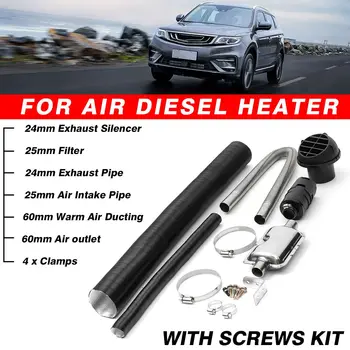 

Car Heater Ducting Pipe Hose Line Diesel Parking Heater 24mm Exhaust Pipe Muffler Air Vent Outlet Air Filter W/Clamps