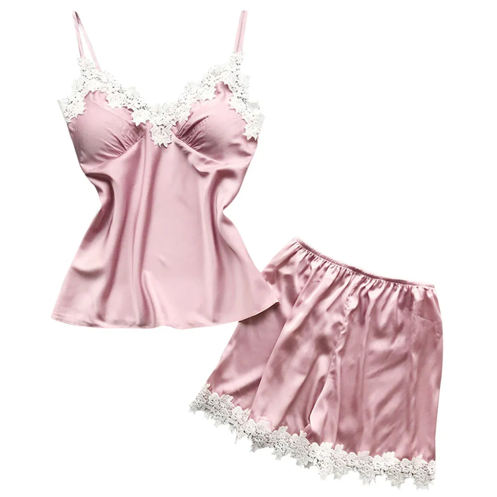 Горячая Распродажа, комплект для сна, Сексуальная атласная пижама для сна, женская летняя Пижама, женская модная Цветочная Пижама с подкладом для груди