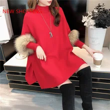 

Autumn Winter New Thick Knitted Sweater Women's Cloak Shawl Bat Shirt Pullover High Neck Loose Sweater Poncho Christmas Tops Red