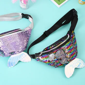 

New Fashion Baby Pockets Mermaid Creative Sequined Children Fish Tail Shoulder Diagonal Sequined Bag Baby Harness Backpack