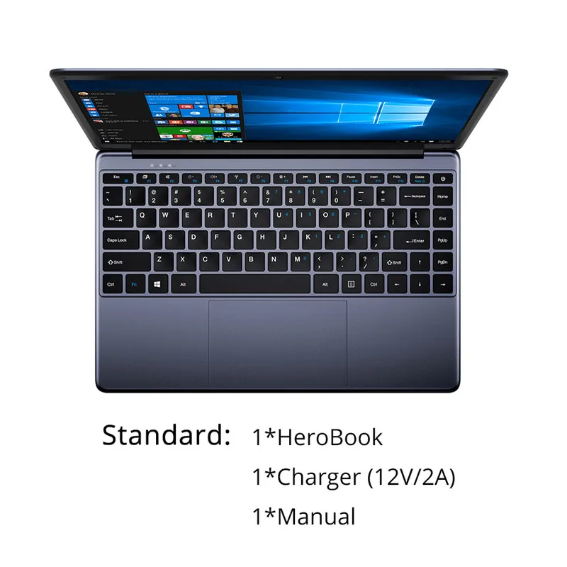 Standard CHUWI HeroBook 14,1 дюймов 1920*1080 Window10 ОС Intel 4 ядра, 4 Гб Оперативная память 64 Гб Встроенная память ноутбука 38Wh Мини HD M.2 расширения - Цвет: Standard