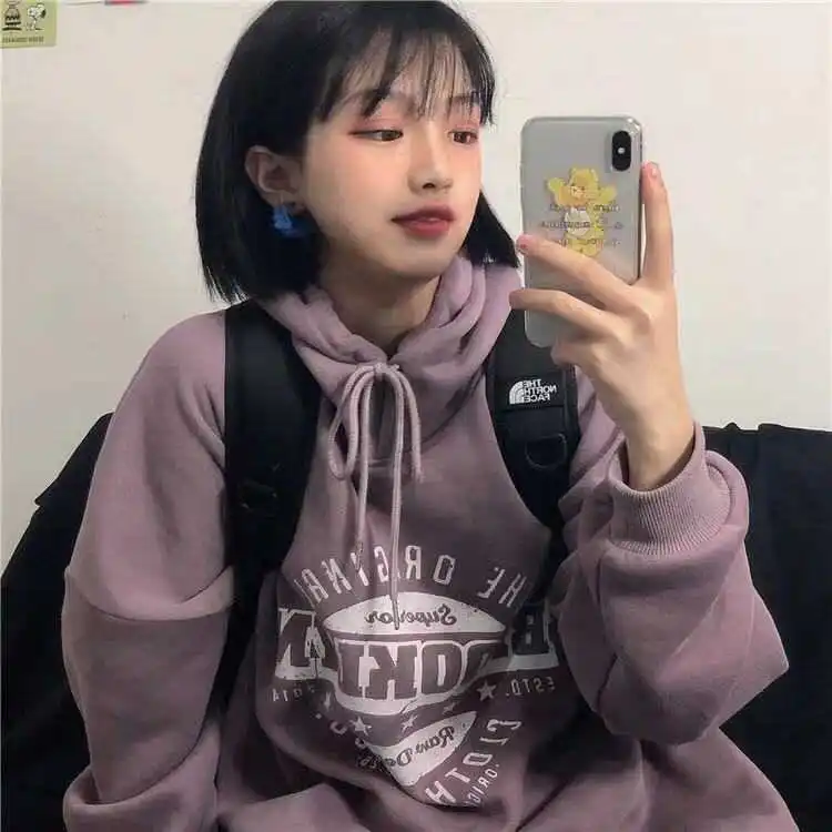 Фиолетовый Bts фиолетовый серый цвет толстовки Толстовка повседневная школьная одежда sudadera mujer bts bangtan Bluza damsk XLL толстовки - Цвет: Фиолетовый