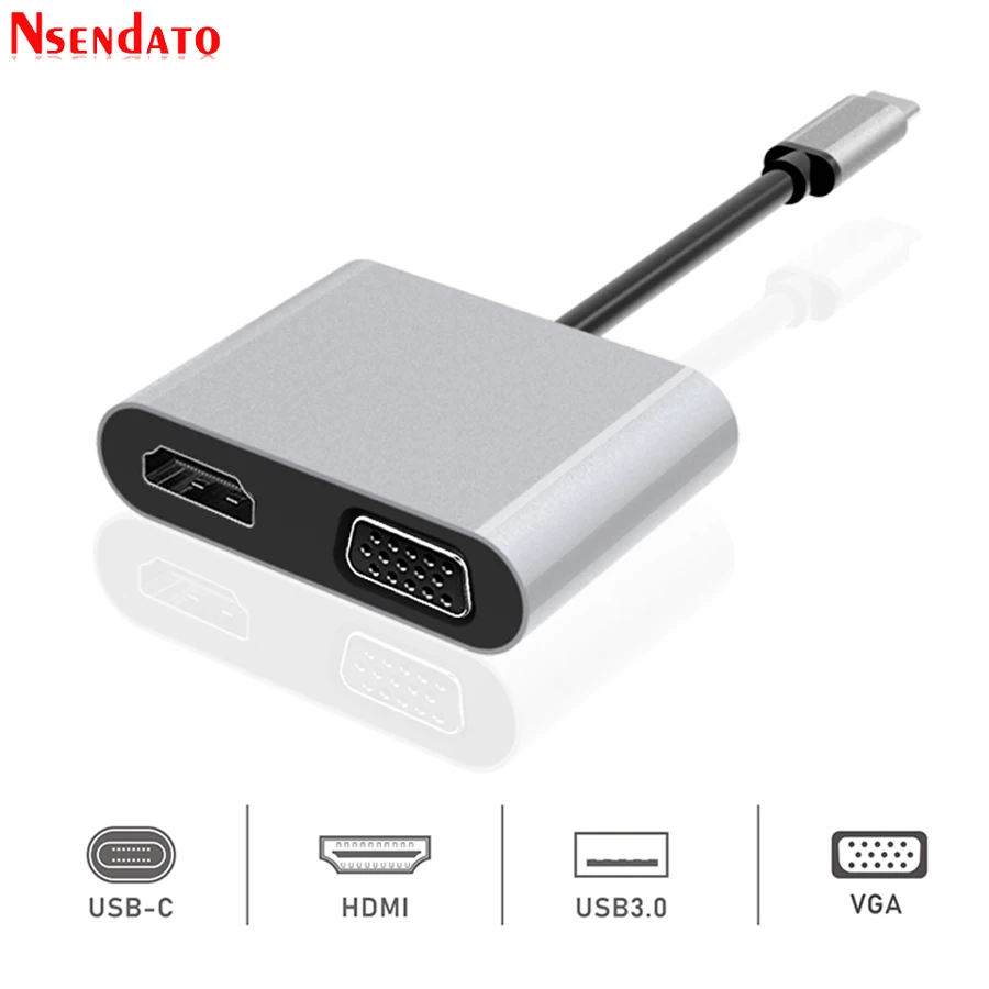 4 in 1 4K Multi USB tipo C HUB a USB 3.0 HD VGA PD caricabatterie Docking station adattatore per MacBook Notebook Samsung Galaxy S8 PC