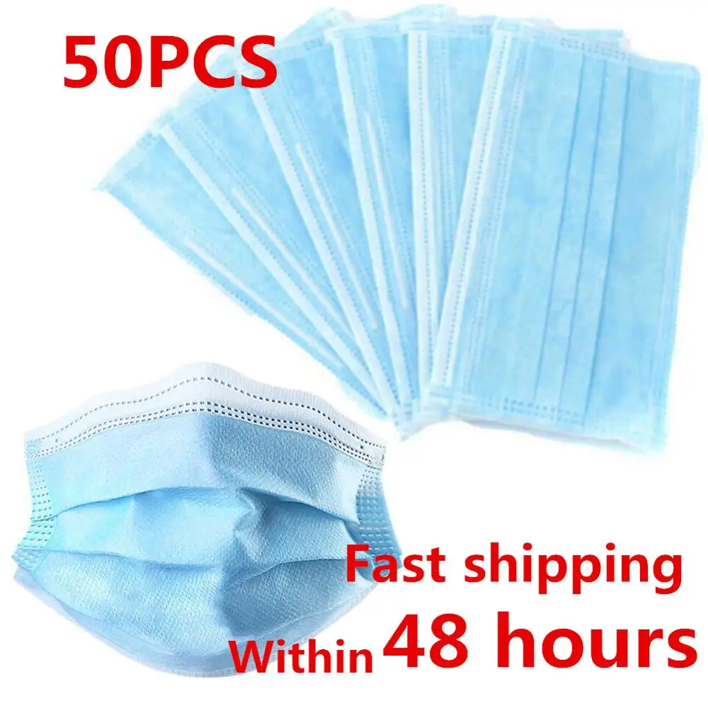 

50pcs Nonwove 3 Layer Mask Disposable Mask Anti-Dust Mask Surgical Mask Medical Earloop Masks Anti-dust Virus Safe