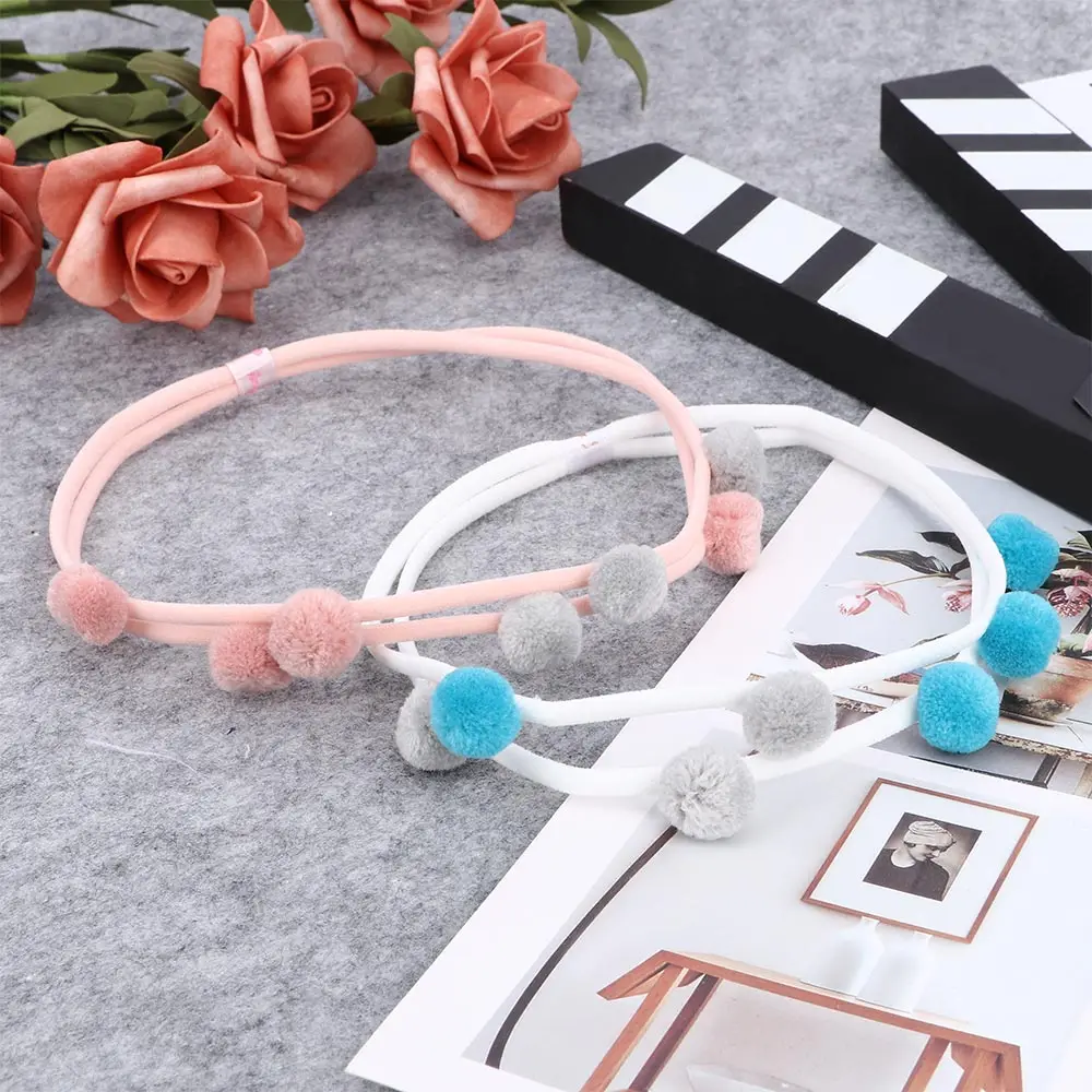 Детская повязка на голову с милым меховым помпоном двухслойные повязки для волос