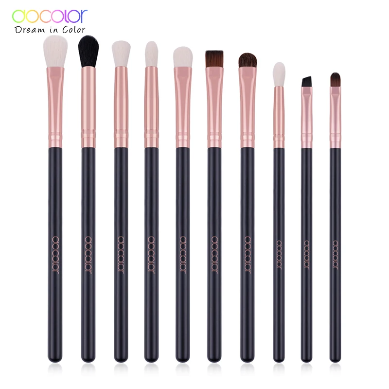 

Docolor 10pcs EyeShaow Make Up Brushes Set Pro Rose Gold Eye Shadow Blending Make Up Brushes Soft Synthetic Hair For Beauty