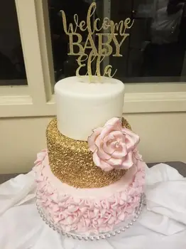 

Welcome Baby Cake Topper, Gold Baby Shower Cake Topper, Welcome Baby, Personalized Cake Topper, baby shower cake topper, baby