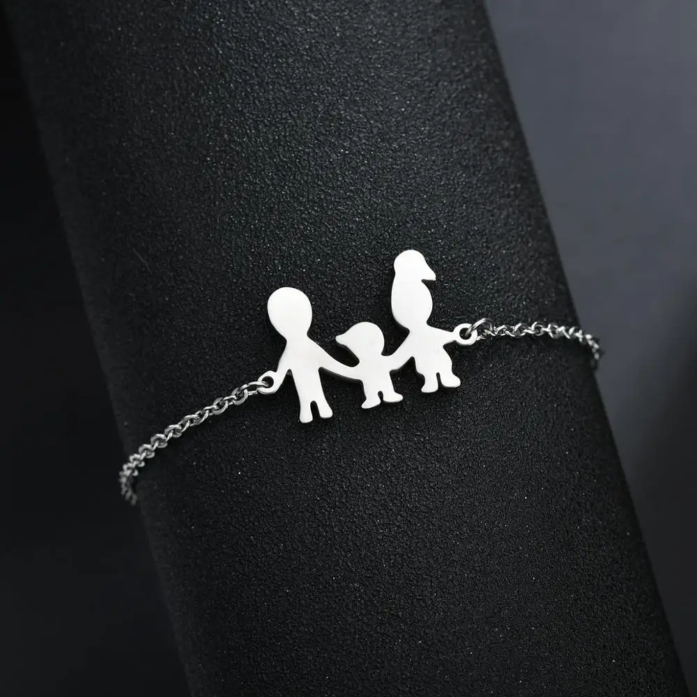Goxijite бренд нержавеющая сталь семья браслеты с мама папа девочка Мальчик Женщины Шарм регулируемые золотые браслеты на запястье подарок для детей - Окраска металла: style 8 steel