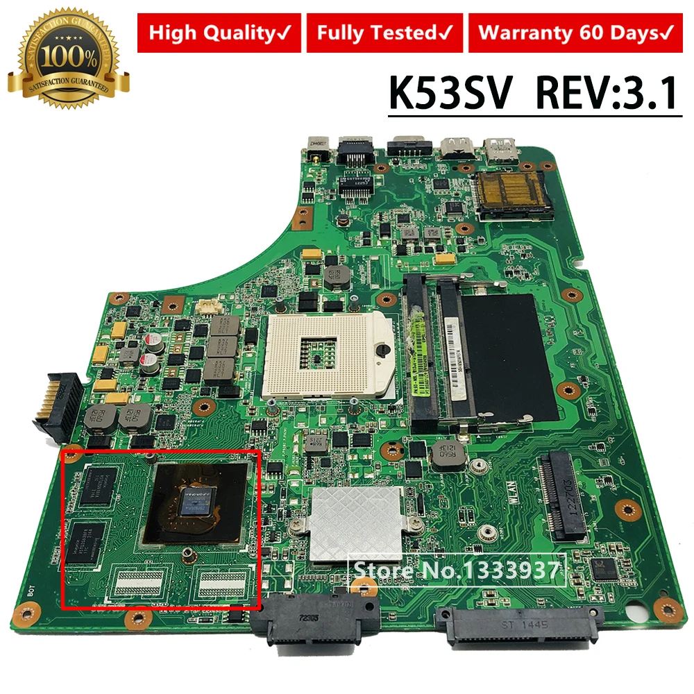 For ASUS K53SV K53S A53S X53S Motherboard GT540M V2G REV 3.0 3.1 Mainboard