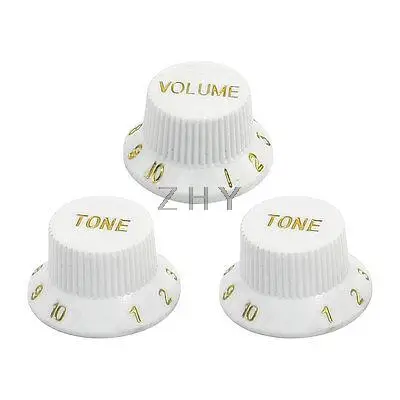 

3Pcs 360 Degree Rotary White Plastic Guitar Voice Control Volume Knobs