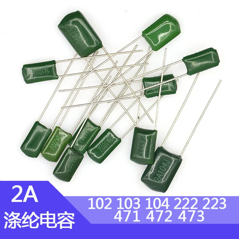 50pcs Polyester Film Capacitor 2A102J 2A103J 2A104J 2A221J 2A222J 2A223J 2A333J 2A472J 2A473J 100v 1NF 10NF 100NF 0.22NF 2.2NF 50pcs polyester film capacitor 250v 1nf 2 2nf 10nf 22nf 47nf 68nf 100nf 0 1uf 2e102j 2e103j 2e104j 2e223j 2e222j 2e473j 2e683j