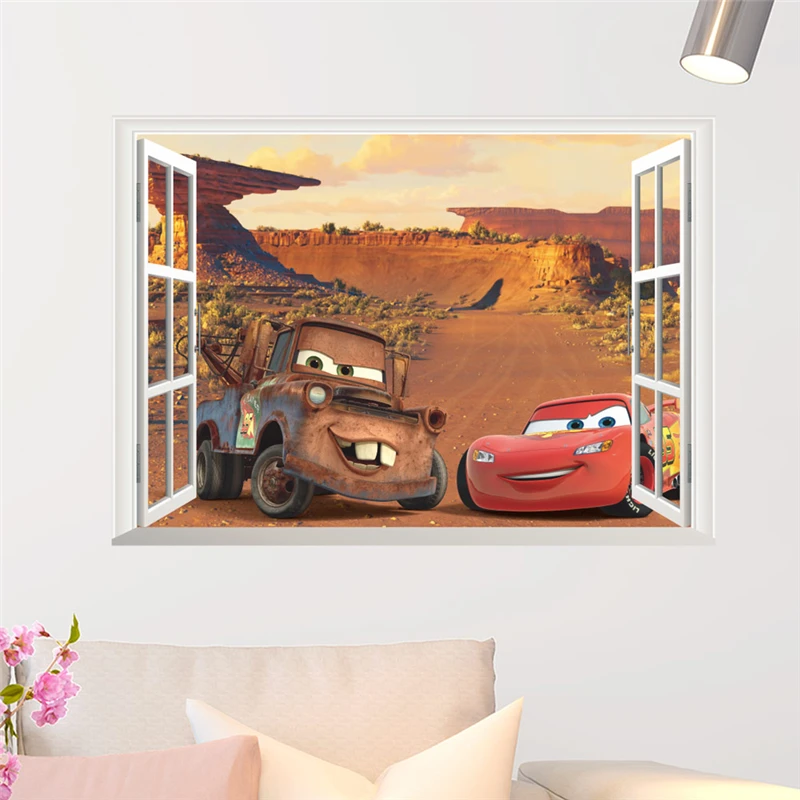 LIGHTNING MCQUEEN Disney CARS 2 wall stickers MURAL 32" PERSONALIZED room decor 