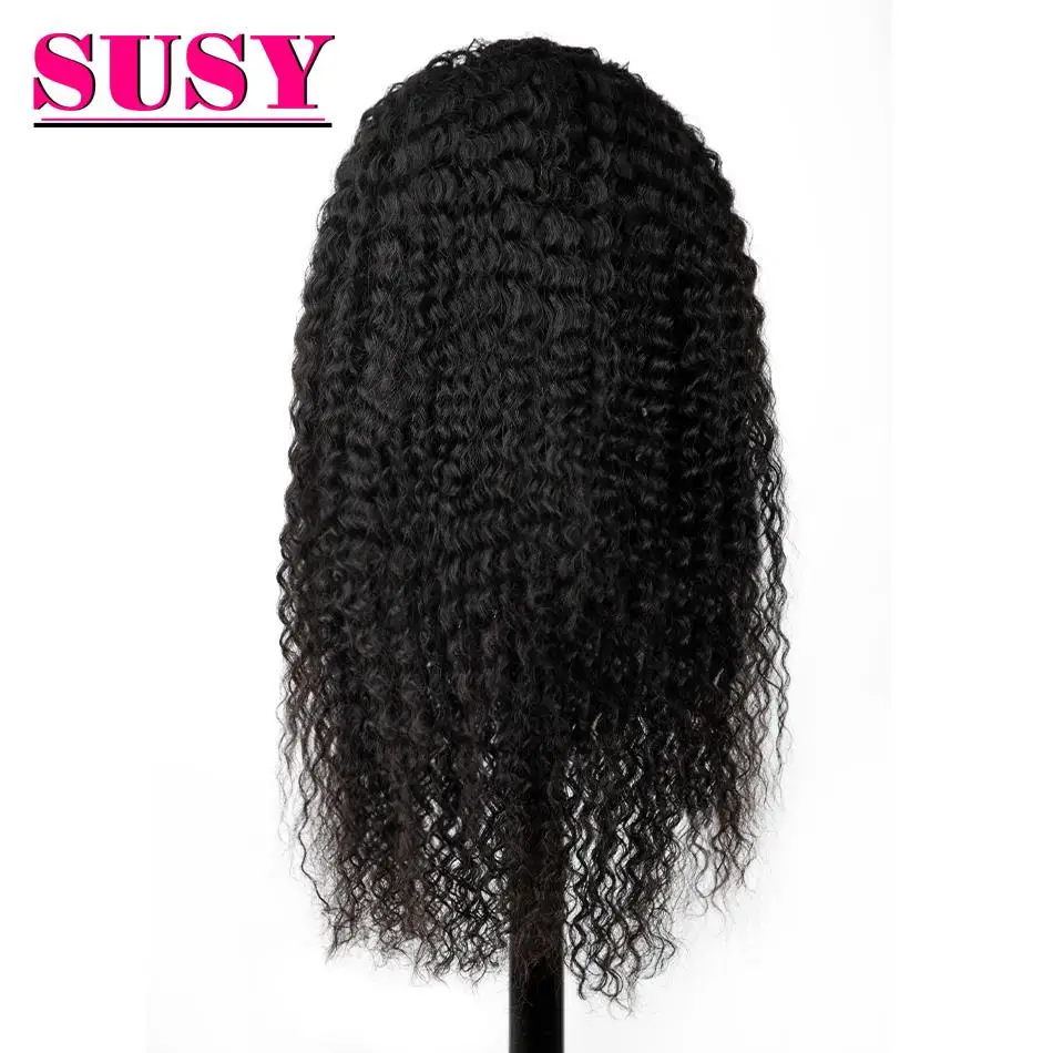Peruca do Cabelo Feita sem Cola com Faixas de Cabeça Humano Encaracolado Kinky Perucas Remy Barato Cabeça Banda Máquina Completa Preto 180% 5 completa feita sem cola com faixas de cabeça preto 180%
