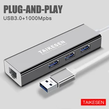 Usb c hub 1000mbps 3 portas usb 3.0 tipo c hub usb para rj45 gigabit ethernet adaptador para macbook computador portátil acessórios