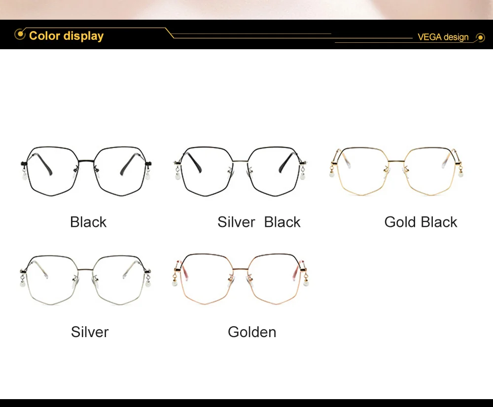 VEGA Eyewear Pearl Hexagon Glasses Frames for Women Vintage Luxury Designer Eyeglass Frame Latest Spectacle Frames Female VG252 (3)