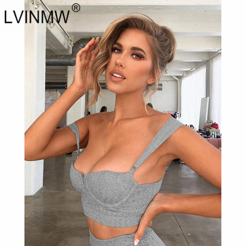 LVINMW сексуальный топ на бретельках с низким вырезом обтягивающий короткий 2020