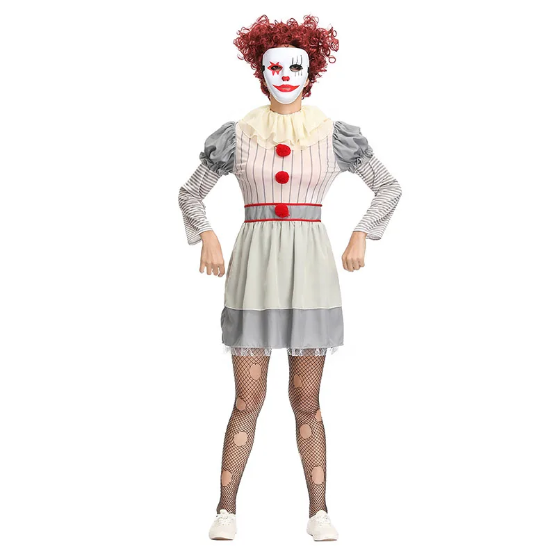 Женское платье для косплея Pennywise на Хэллоуин костюм клоуна из фильма ужас Стивен