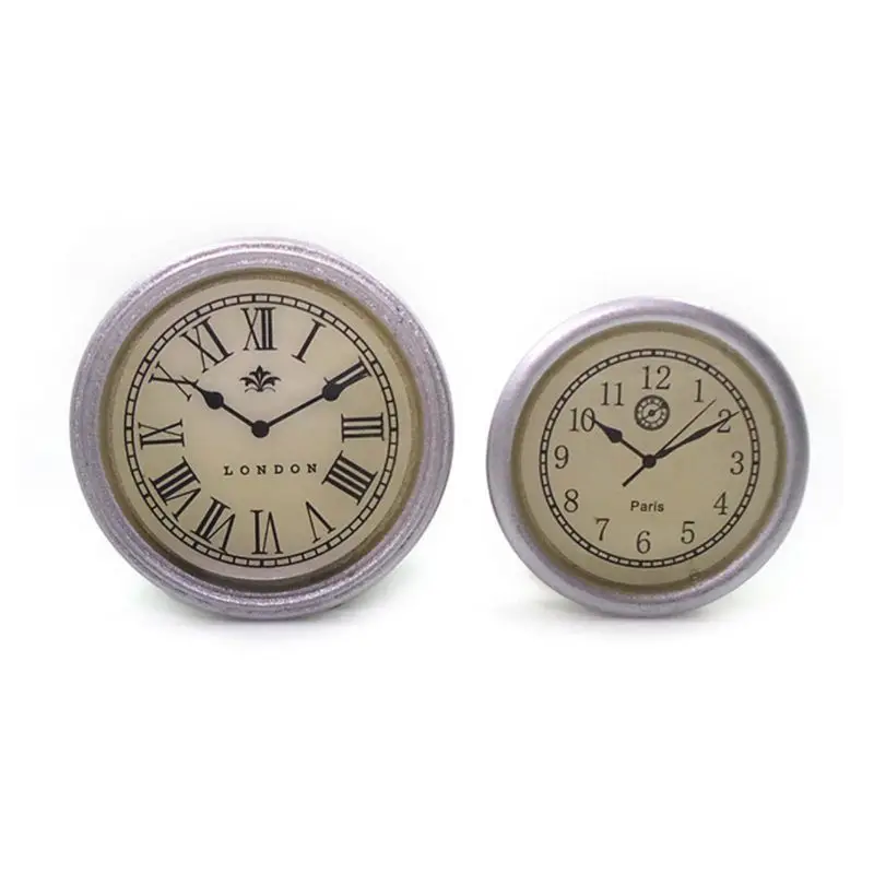 

1:12 Scale Dollhouse Miniature Vintage Mini Round Wall Clock Model Furniture Toy 2pcs/set