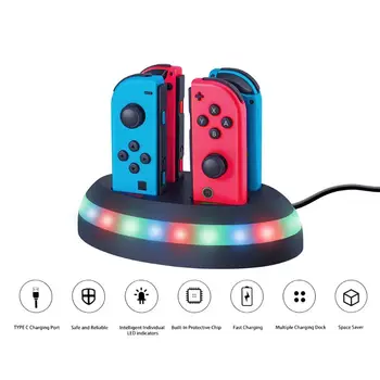 

4-in-1 Charging Stand Portable Charging Dock for Switch Joy-con Game Controller 19QA