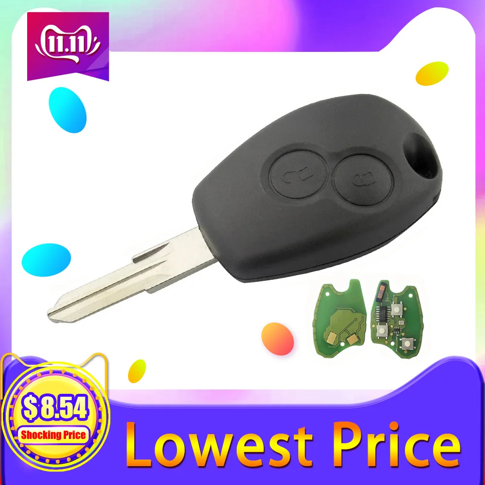 

OkeyTech Car Remote Key For Renault Duster Megane Logan Sandero Kangoo 2 Button 433mhz ID46 PCF7946/PCF7947 Chip VAC102 Blade