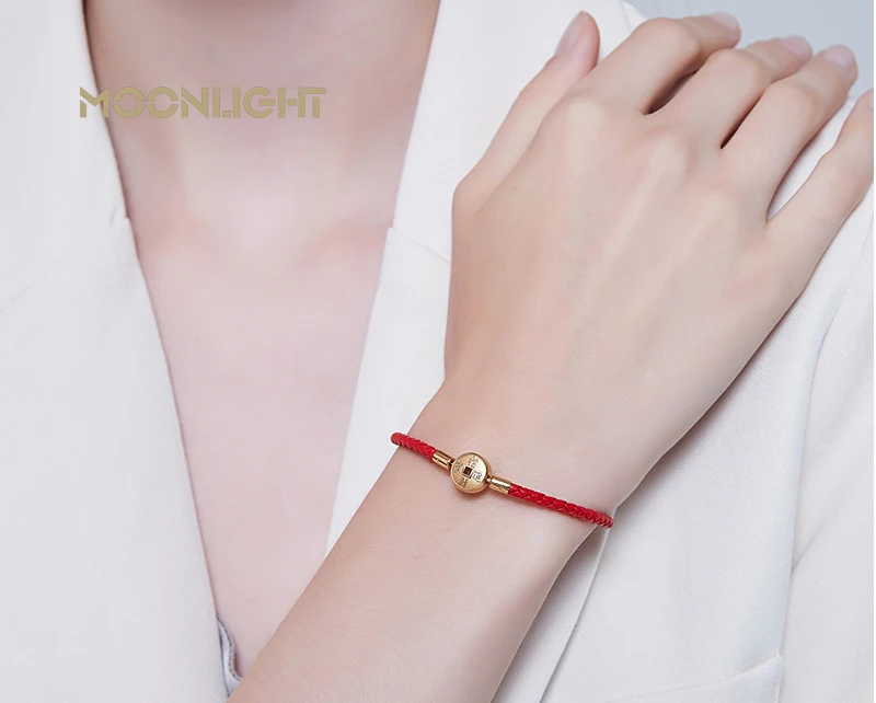 MOONLIGHT 2021 Gold Color Coin Bracelet For Women Genuine Leather Lucky Get Rich Red Bracelets Fashion Jewelry Birthday Gifts