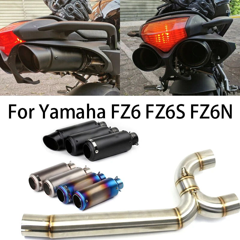 For Yamaha Fz6n Fz6s Fz6 Modified Motocross Motorcycle Full System Exhaust Mid Link Pipe With
