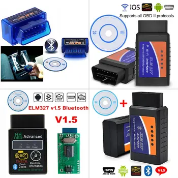 

ELM327 Wireless OBD2 Scanner V1.5 with Switch Car Scanner Car Diagnostic Tool OBD-II Supprot IOS and Android system+CD driver