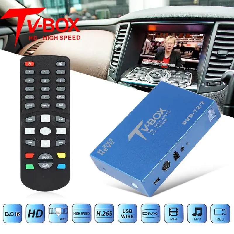 

Mobile Digital Car DVB-T DVB-T2 Digital TV Receiver Support HEVC H.265 TV Tuner Box for DVD Video System Car Radio Player
