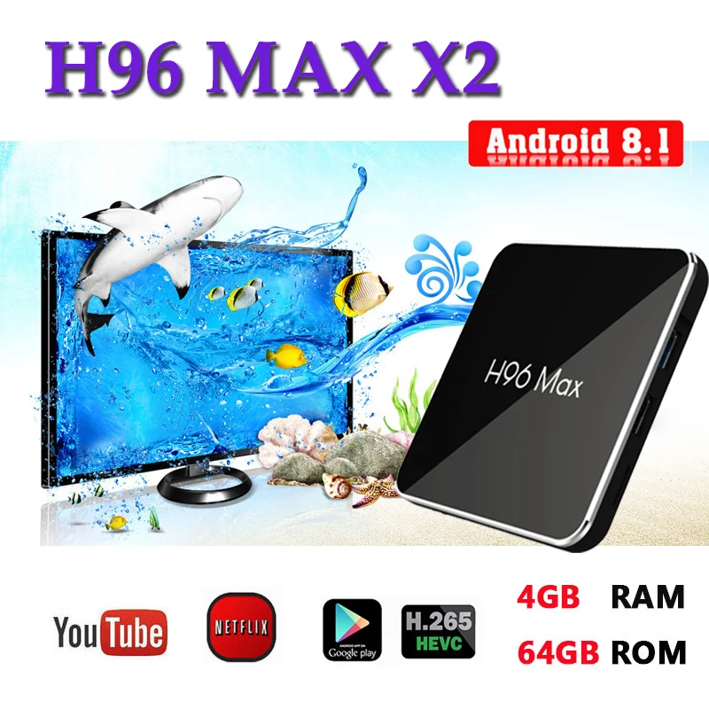 

Smart console android tv box H96 MAX x2 H.265 2.4G & 5.8G Wifi 1080P Amlogic S905X2 Smart 4K android 8.1 H96 MAX tv set top box