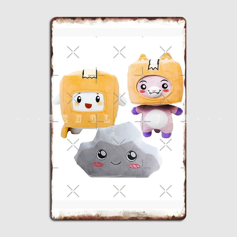 Happy Rocky Plushie Lankybox Metal Sign Cinema Living Room Club Bar Vintage Wall Decor Tin Sign Poster