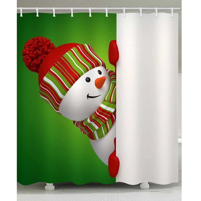 1pcs Shower Curtain LANGRIA Рождество 4 шт. ванная комната занавеска для душа Водонепроницаемый снеговик для ванной занавески набор туалет крышка коврик нескользящий ванная комната коврик набор - Цвет: 1pcs Shower Curtain
