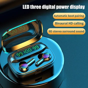 

New TWS Wireless Bluetooth Headset HD Call In-Ear Stereo LED Display 2000mAh Waterproof Earphone with Microphone Sports Headphon