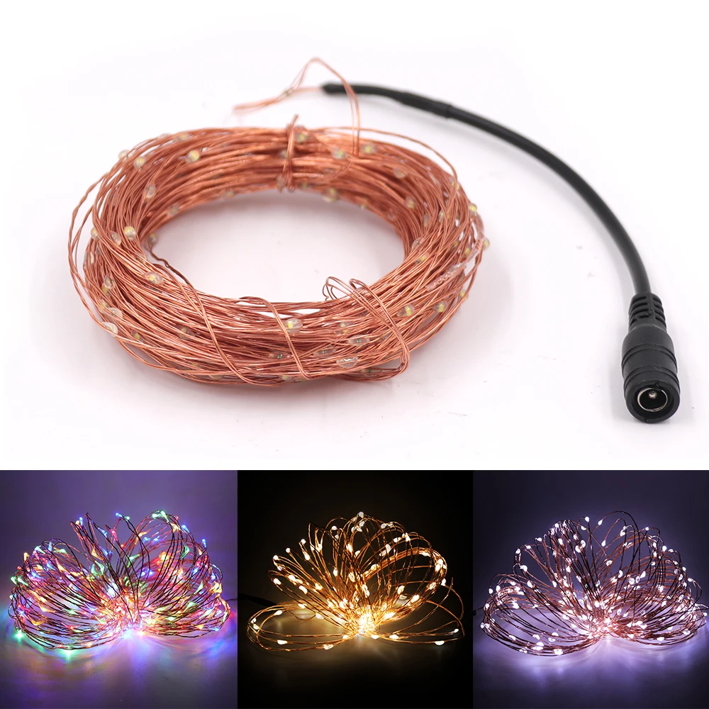 12V Led Fairy Lights Copper Wire String Christmas Lights 10M 20M 30M Holiday Outdoor Garland For Tree Wedding Party Decoration