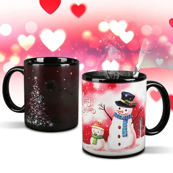 

1pcs Christmas Color Changing Cup Heat Sensitive Mug Ceramic Cup Magic Mug For Christmas Birthday New Years