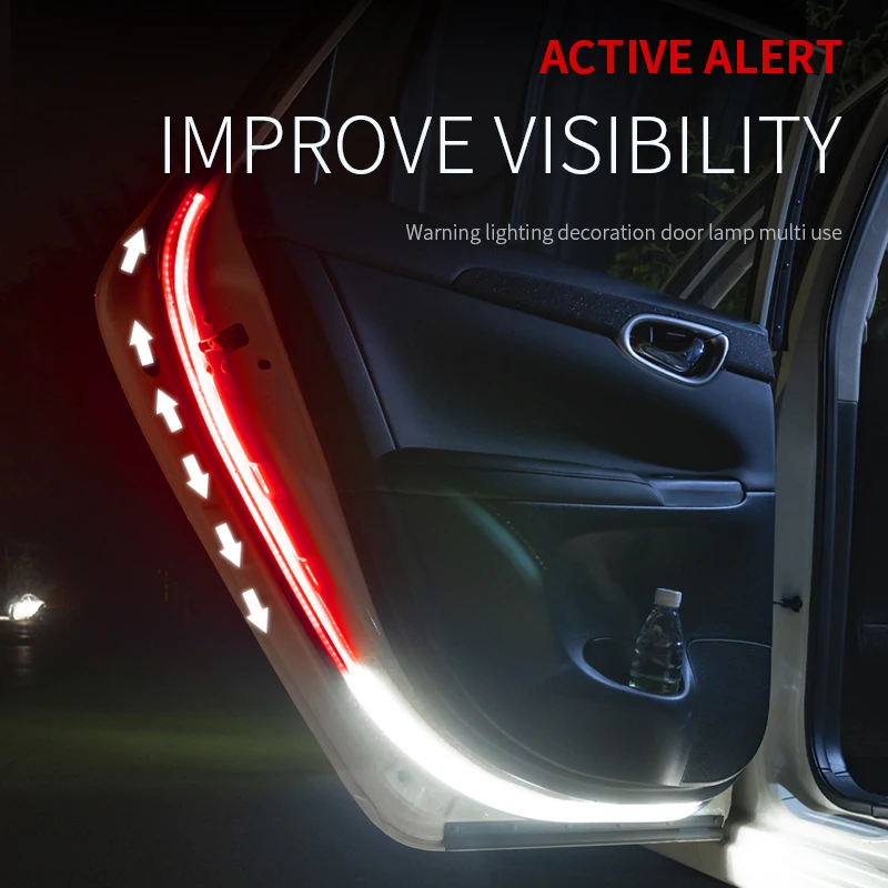 New Car Door Opening Warning Lights 120cm 12v Waterproof Safety Strobe Signal Welcome Decorative Lamp LED Ambient Light | Автомобили и