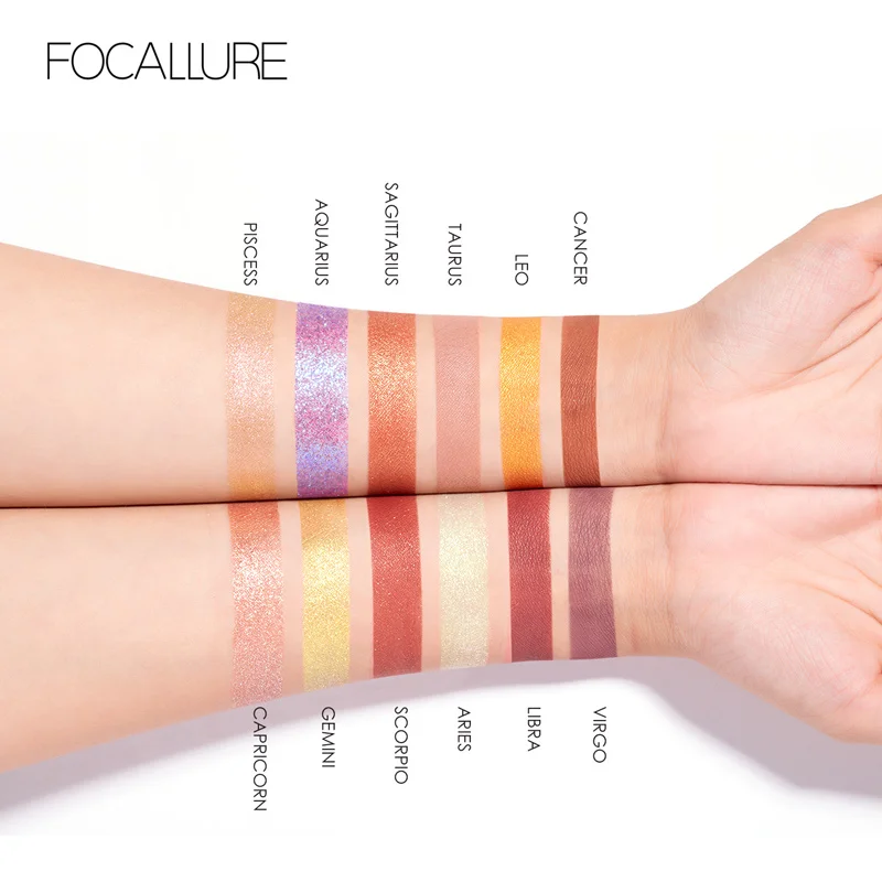 FOCALLURE Constellation Palette 12 Colors Eye Shadow Makeup Nude Colors Shade Of Palette Glitter Eyeshadow