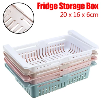 

1pc Fridge Storage Box Pull-out Drawer Fridge Basket Box Slide Food Fruits Holders Fridge Storage Box 20 x 16 x 6cm
