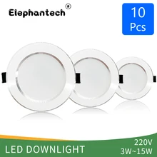 

10pcs/lot Led Downlights 5W 9W 12W Led Ceiling Light 15W Recessed Round Led Panel Light AC 220V LED Spot Light Indoor Lighting