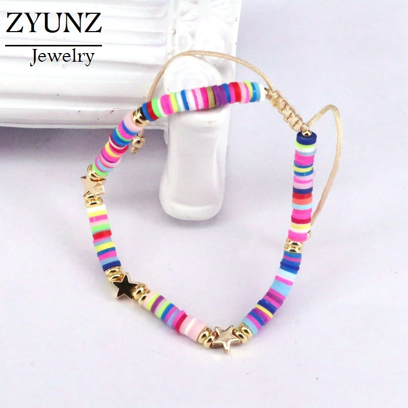 Wholesale Bohemian Adjustable Colorful Beads Bracelet Rainbow Polymer Clay  Bead Jewelry Gold Color Ball Beaded Macrame Bracelets - AliExpress