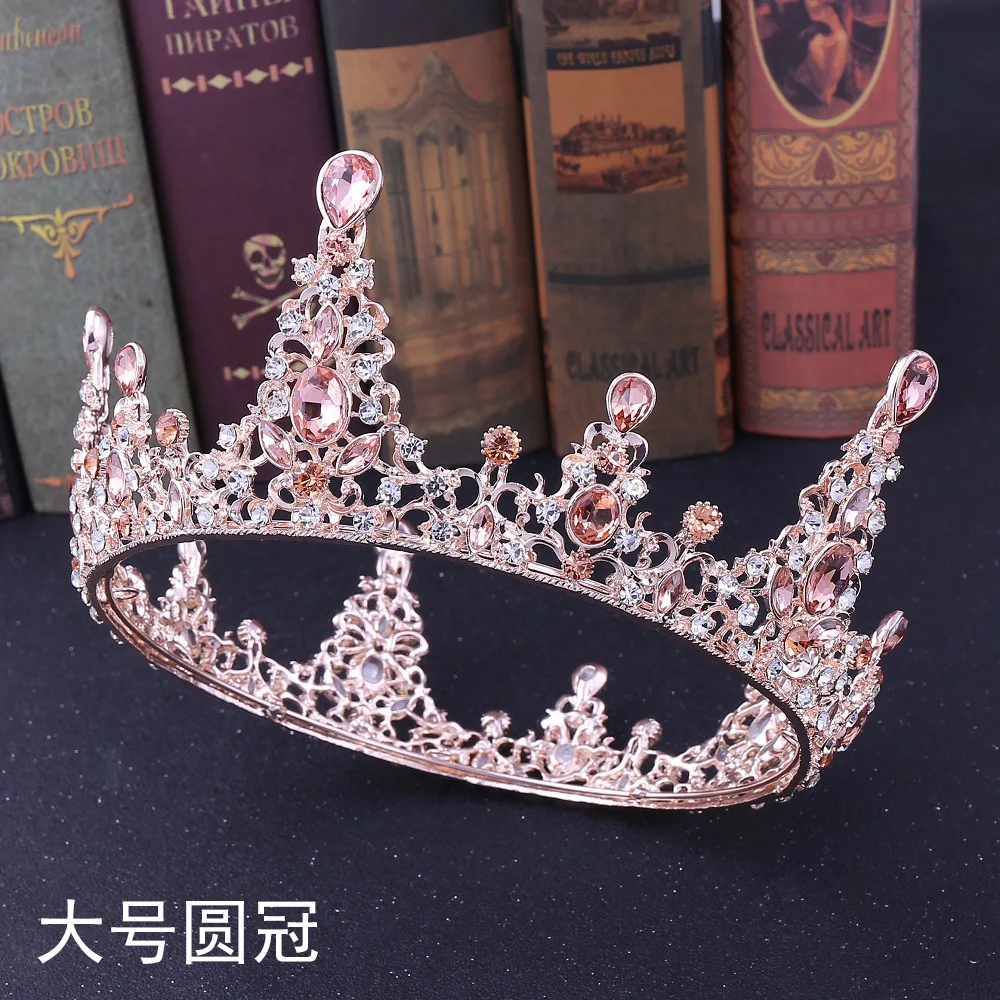 

H1174 Europe And America Hot Sales Bride Retro Headdress Crown Luxury Diamond Set Baroque Bride Circle Large Crown