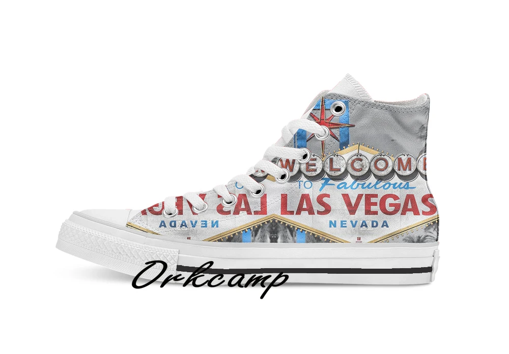 Welcome to Fabulous Las Vegas Custom Casual High Top lace-up Canvas shoes sneakers Drop shipping | Спорт и развлечения