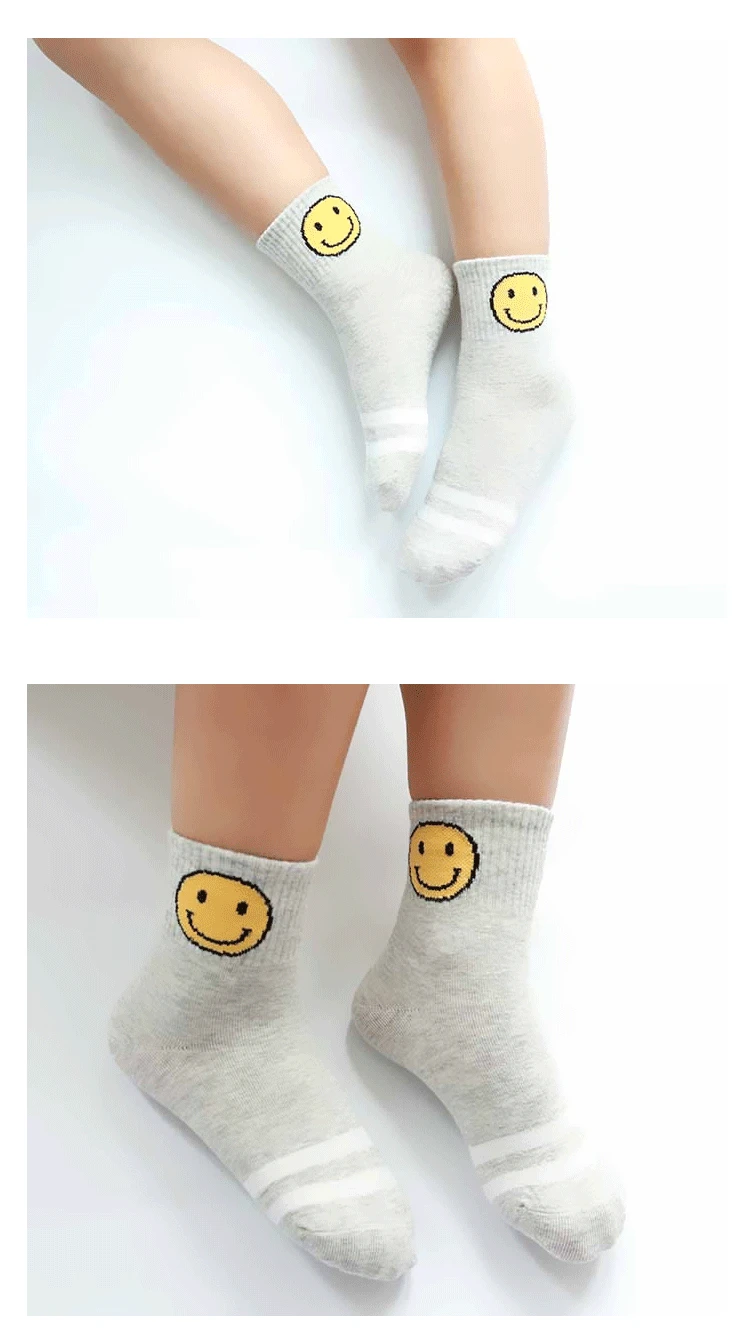 Autumn& Winter Smiley CHILDREN'S Socks Combed Cotton Men And Women Child Tube Socks Primary School STUDENT'S Socks Cartoon Baby