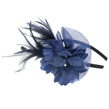 Женский подарок заколка для волос шляпка для церкви Аксессуары свадебные коктейльные Свадебные модные цветочные ретро повязки на голову вечерние элегантные перья